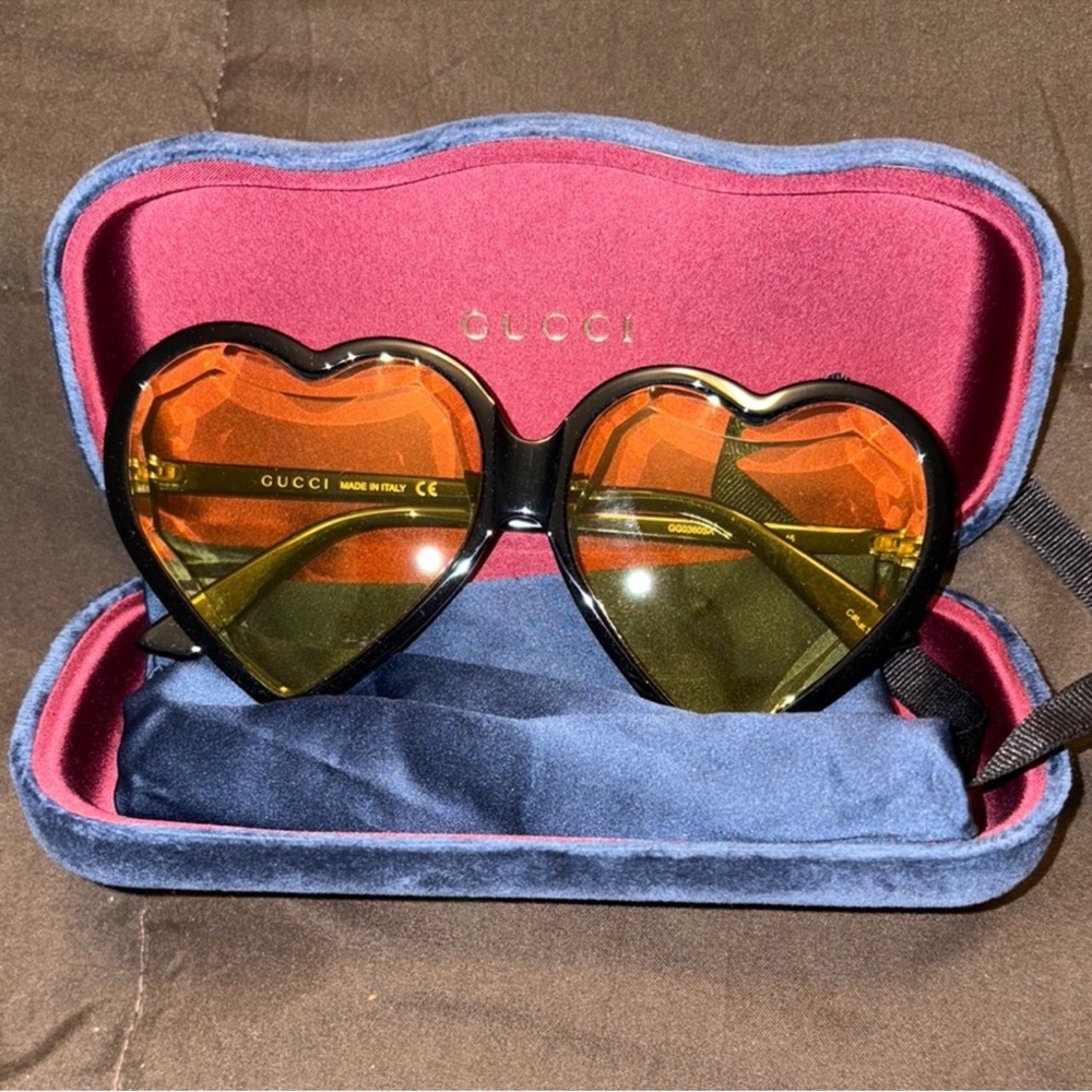 Gucci Heart-Shaped Sunglasses with Black and Orange Tint